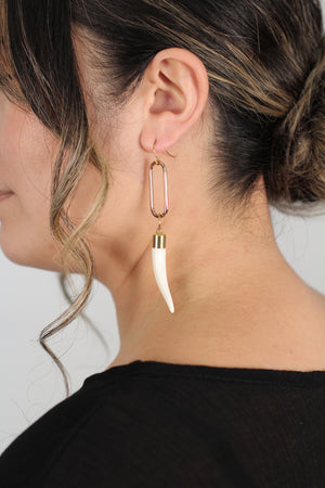 Niho Nui - White & Gold Statement Earring