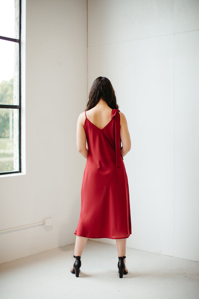 Pūmanawa – Tie Shoulder Dress in Hearts Red